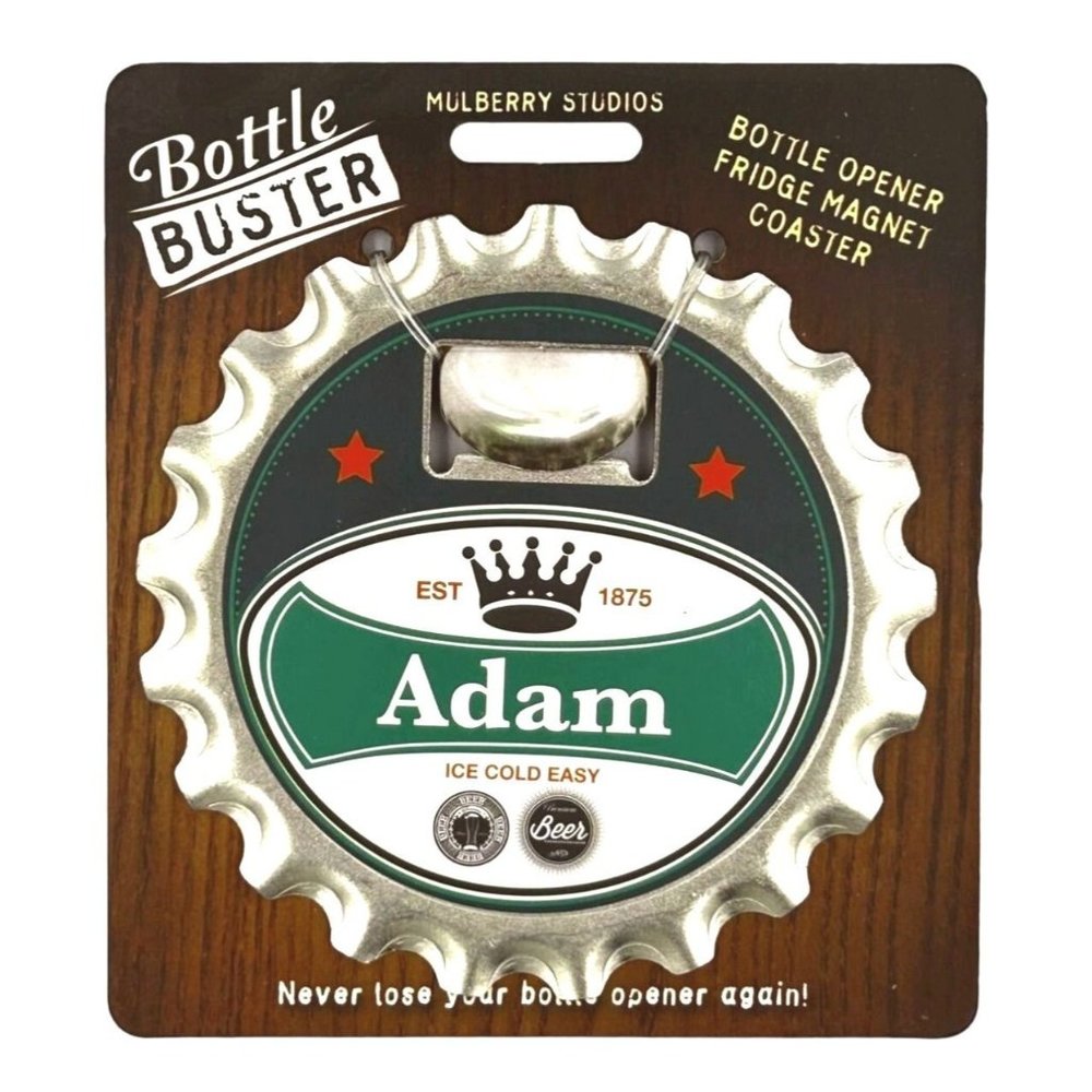 Adam Bottle Buster Bottle Opener Fridge Magnet Coaster Pre-Personalized